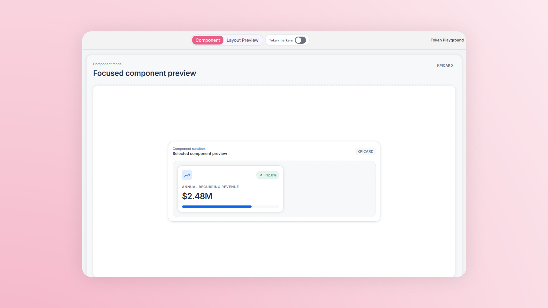 Deeview component preview mode inside the token playground shell