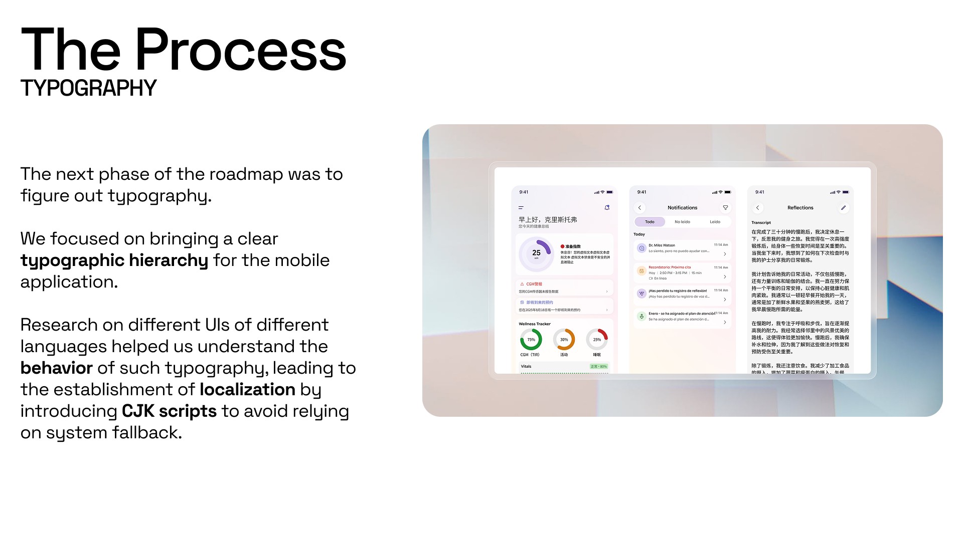 Typography process for mobile application hierarchy and CJK localization support